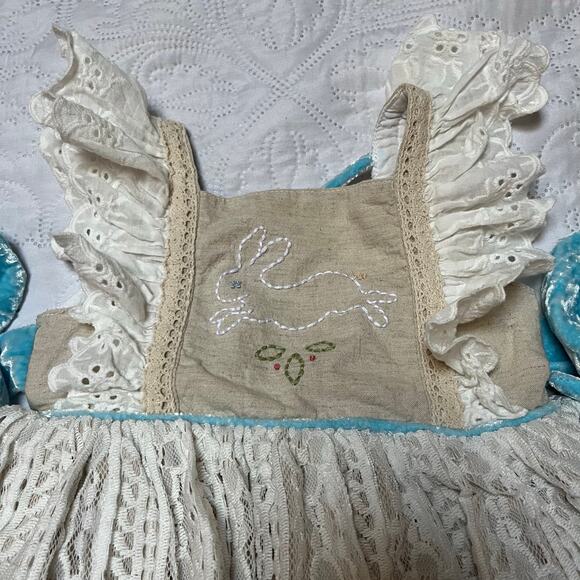 Love & Grow Vintage Bunny Bubble Romper and Bonnet 3T - Picture 3 of 16